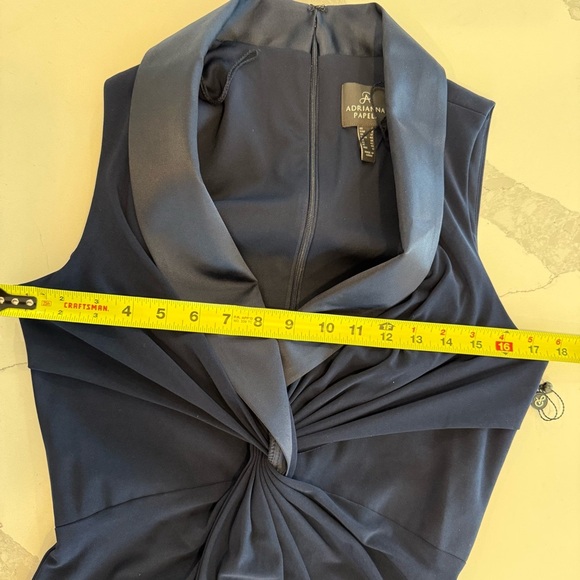 Adrianna Papell Sleeveless Tuxedo Twist Front Prom Gown MOB Navy Evening Dress 8 - Picture 10 of 15